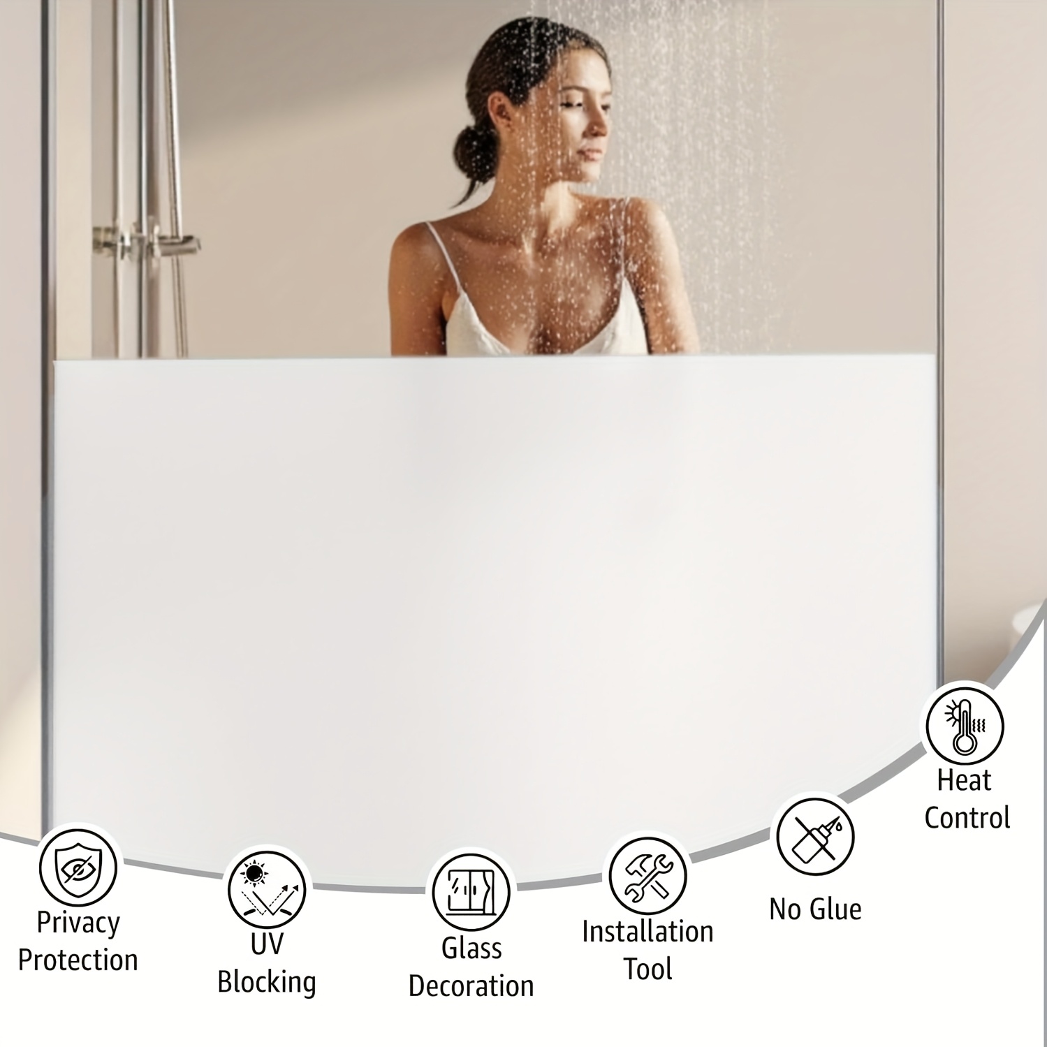 Privacy Screen Protector - فيلم نوافذ أبيض مطفي للخصوصية، لاصق