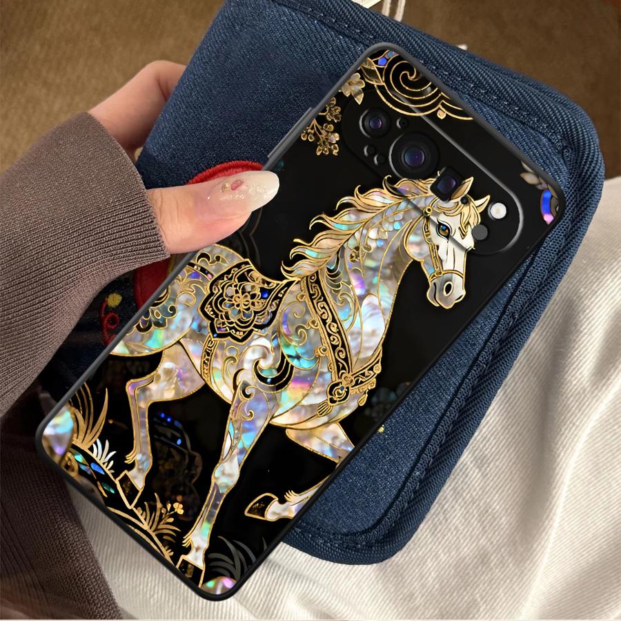 Google Pixel 9 Pro - غطاء هاتف Lucky Horse Funda لهواتف
